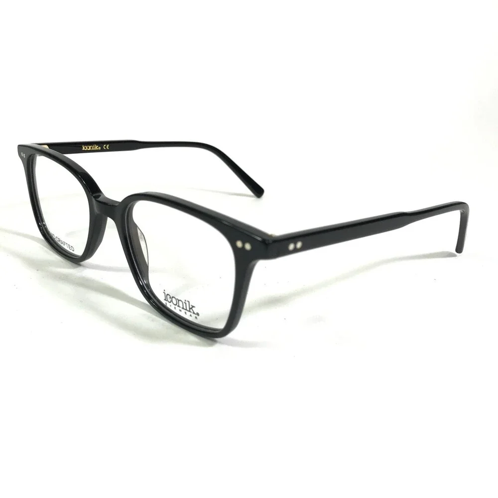 Iconik Eyeglasses Frames SIRREL C1 Black Square Full Rim Horn Rim 52-19-145
